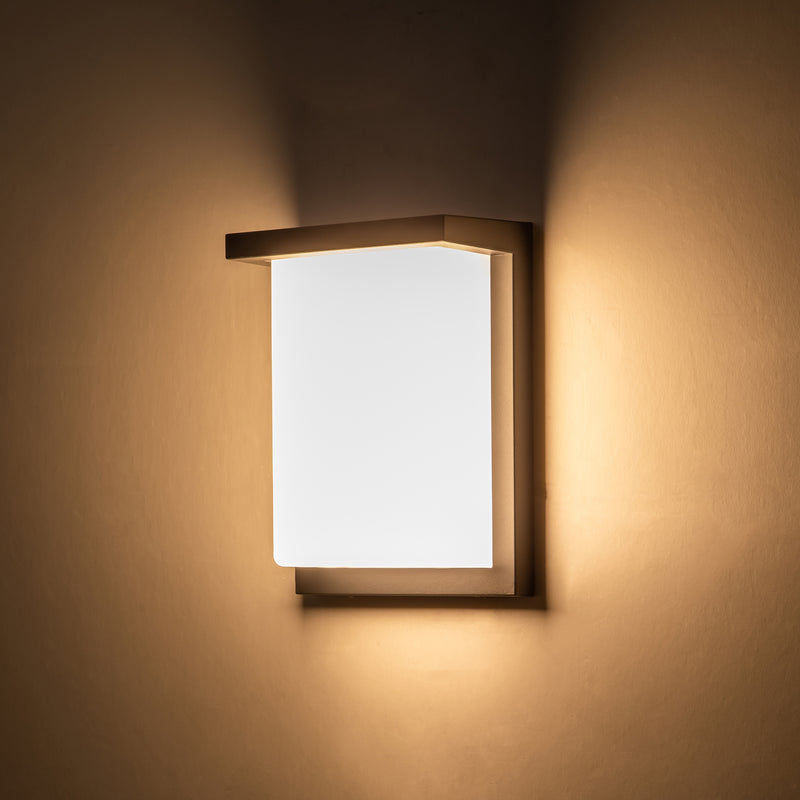 Architectural Grey LED Outdoor Wall Light with Acrylic Shade