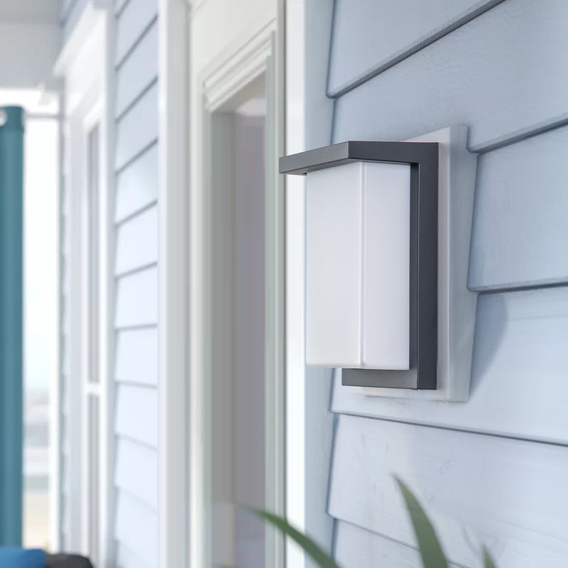 Architectural Grey LED Outdoor Wall Light with Acrylic Shade
