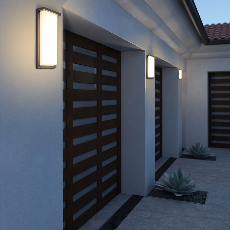Architectural Grey LED Outdoor Wall Light with Acrylic Shade
