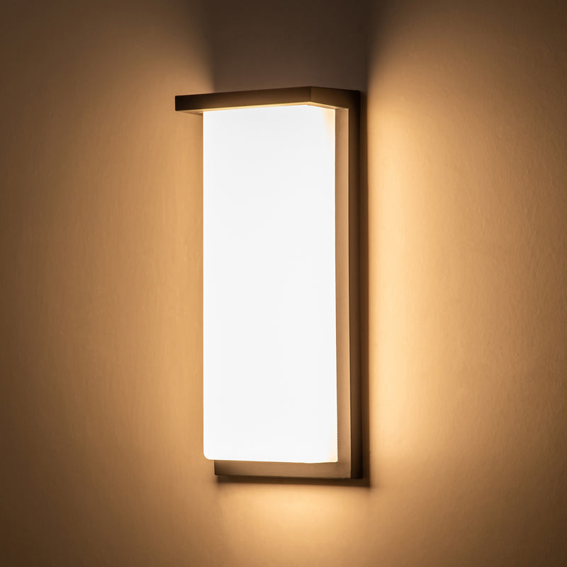 Architectural Grey LED Outdoor Wall Light with Acrylic Shade