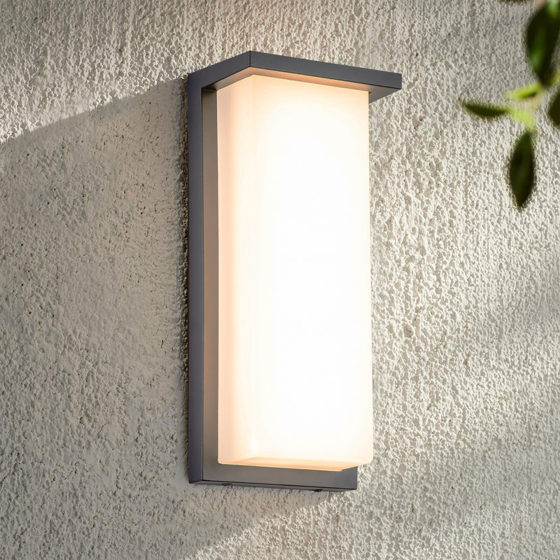 Architectural Grey LED Outdoor Wall Light with Acrylic Shade