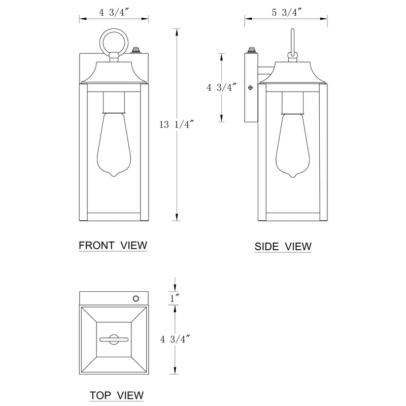 1-Light Matte Black Dusk to Dawn Outdoor Wall Lantern(2-Pack)