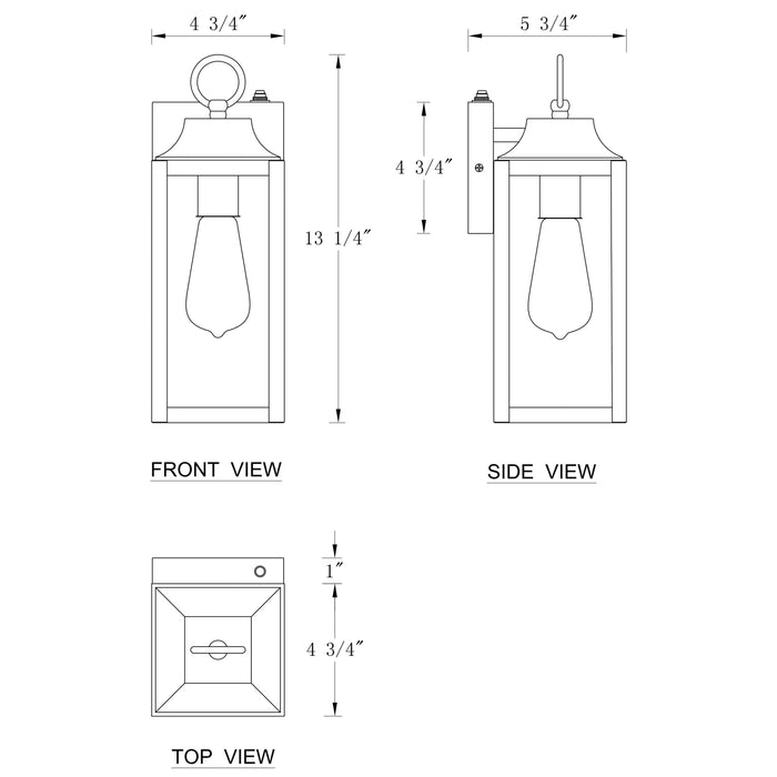 1-Light Matte Black Dusk to Dawn Outdoor Wall Lantern(2-Pack)