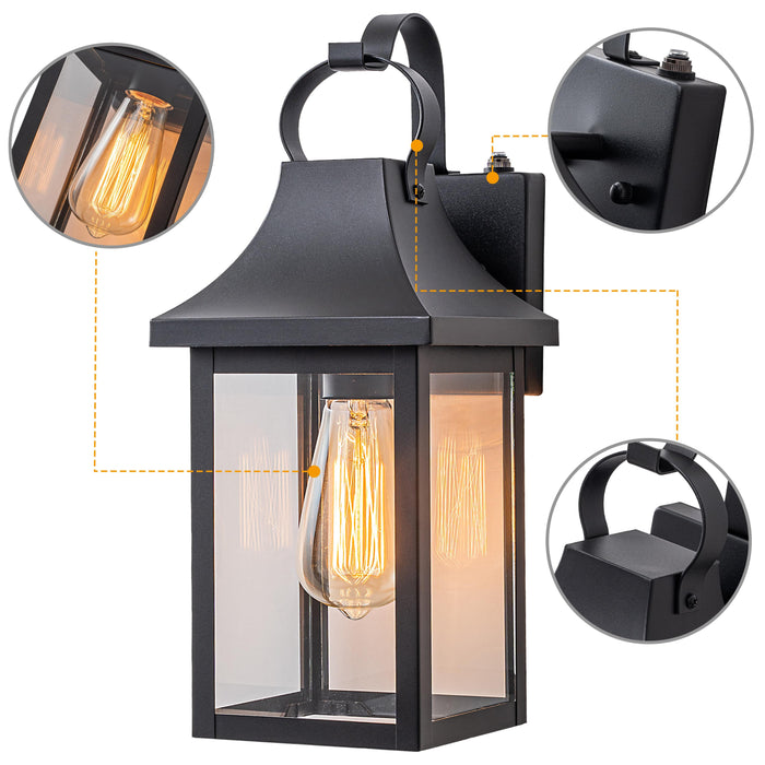 1-Light Matte Black Dusk to Dawn Outdoor Wall Lantern