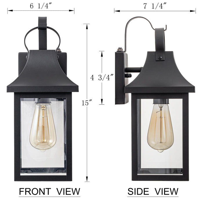 1-Light Matte Black Dusk to Dawn Outdoor Wall Lantern