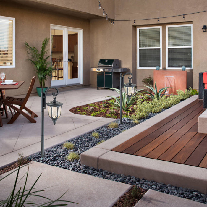 Outdoor Lamp Post with Integrated Planter Base - Featuring Raindrop Glass