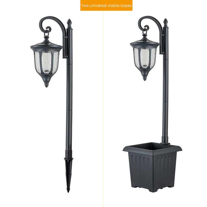 Outdoor Lamp Post with Integrated Planter Base - Featuring Raindrop Glass