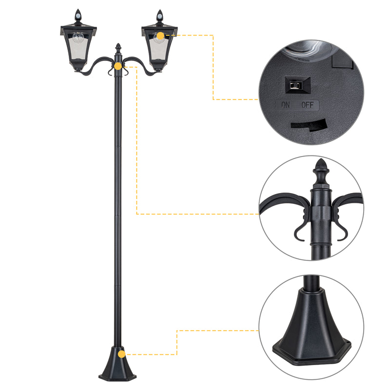 2-Light Motion Sensing LED Outdoor Solar Post Light