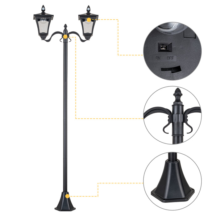 2-Light Motion Sensing LED Outdoor Solar Post Light