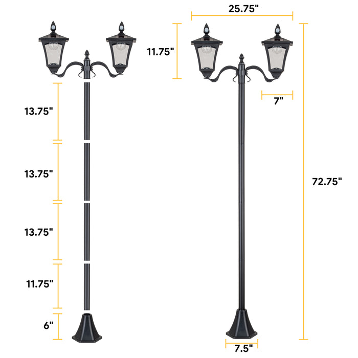 2-Light Motion Sensing LED Outdoor Solar Post Light