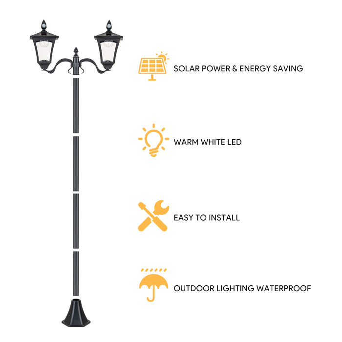 2-Light Motion Sensing LED Outdoor Solar Post Light