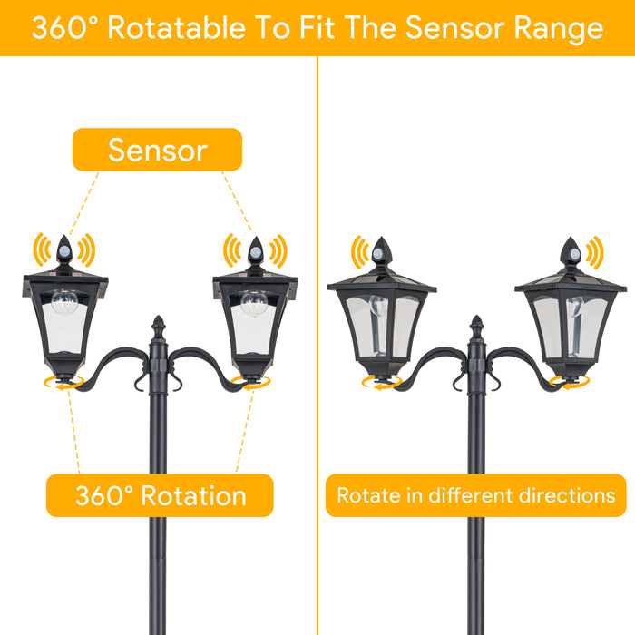 2-Light Motion Sensing LED Outdoor Solar Post Light