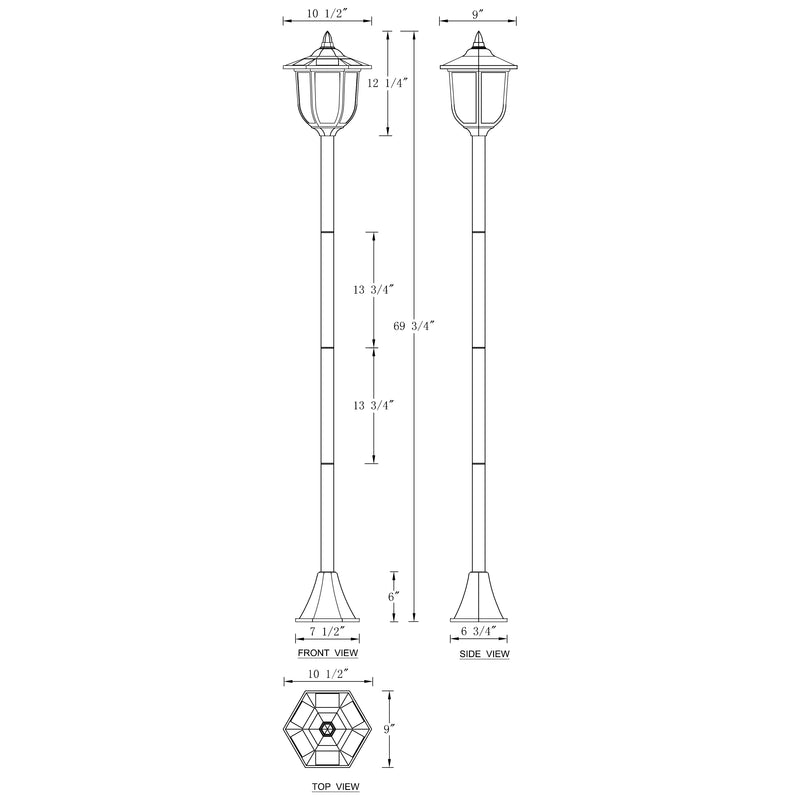 1-Light Dusk to Dawn LED Outdoor Solar Post Light