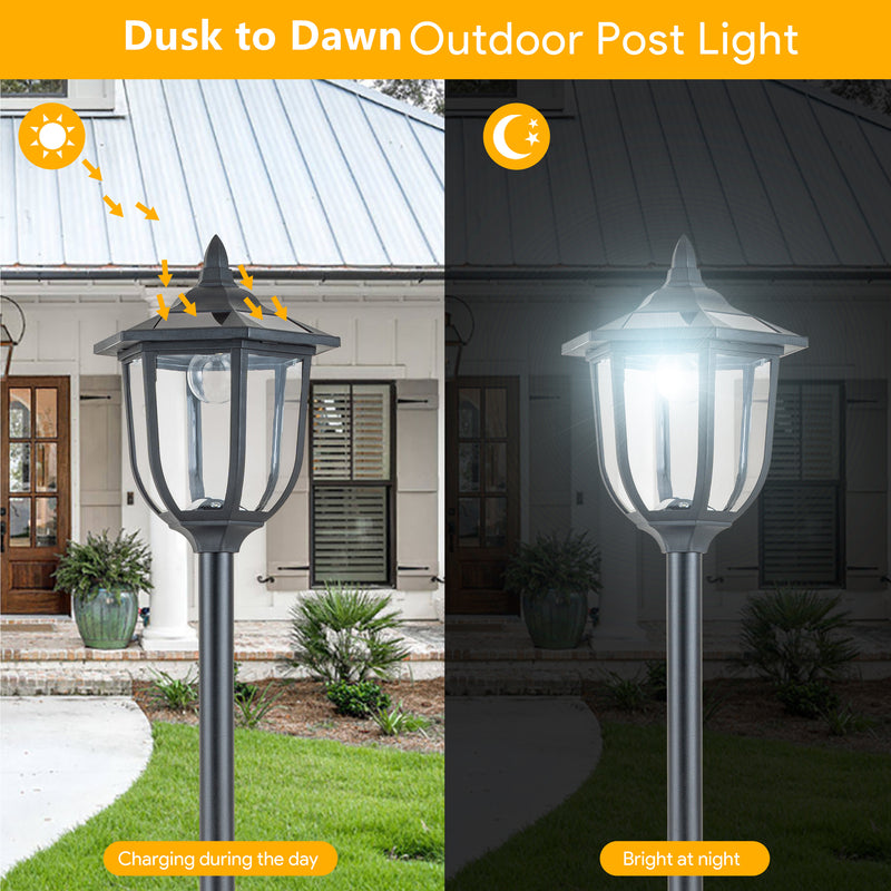 1-Light Dusk to Dawn LED Outdoor Solar Post Light