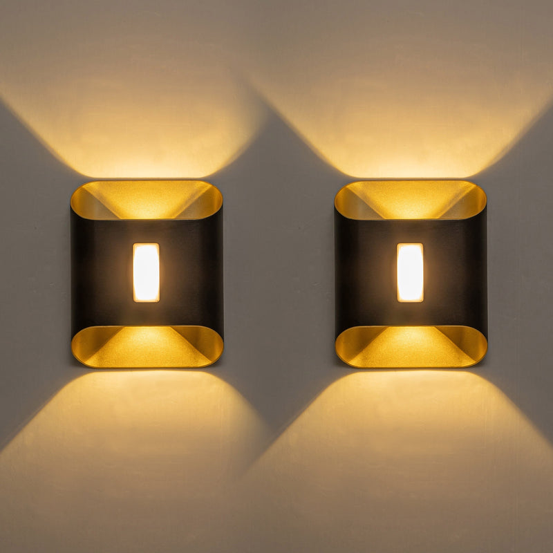 2-Pack Inner Gold Aluminum LED Outdoor Wall Sconce