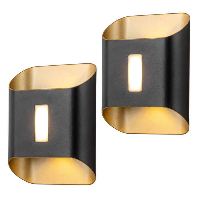 2-Light Inner Gold Aluminum LED Outdoor Wall Sconce (2-Pack)