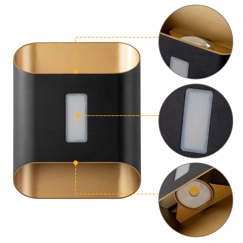 2-Pack Inner Gold Aluminum LED Outdoor Wall Sconce