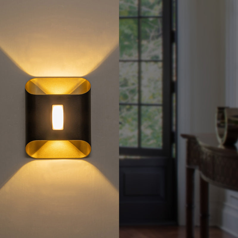2-Pack Inner Gold Aluminum LED Outdoor Wall Sconce