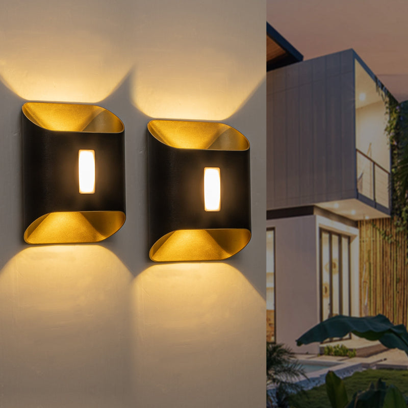 2-Pack Inner Gold Aluminum LED Outdoor Wall Sconce