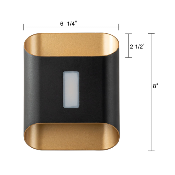 2-Light Inner Gold Aluminum LED Outdoor Wall Sconce (2-Pack)