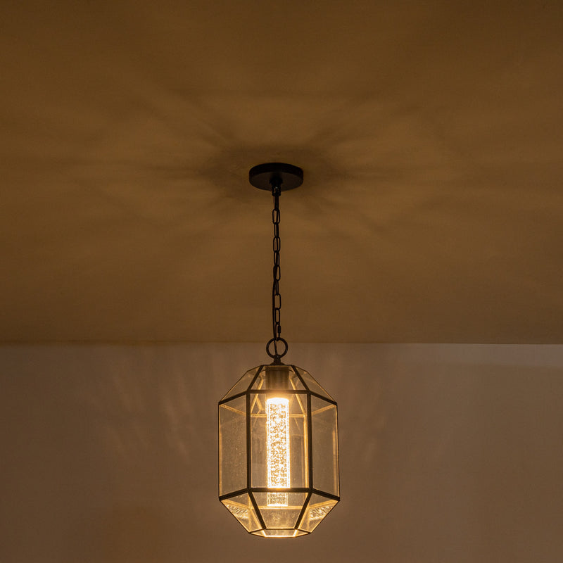 Dark Bronze LED Brass Pendant Light with Crystal