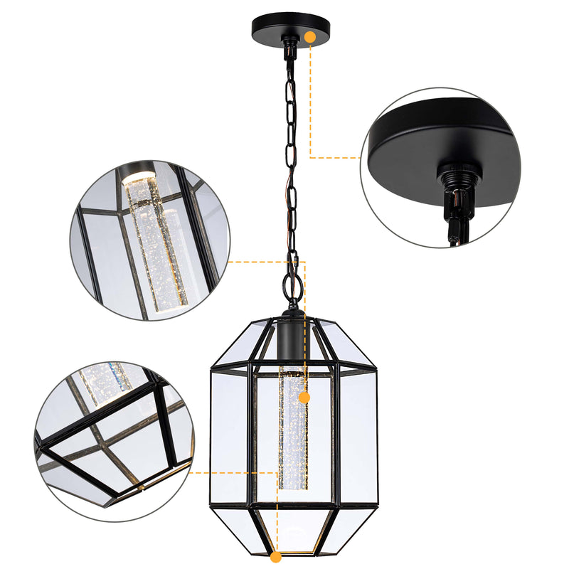 Dark Bronze LED Brass Pendant Light with Crystal