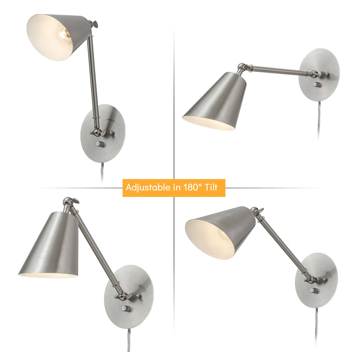 1-Light Brushed Nickel Dimmable Swing Arm Wall Sconce