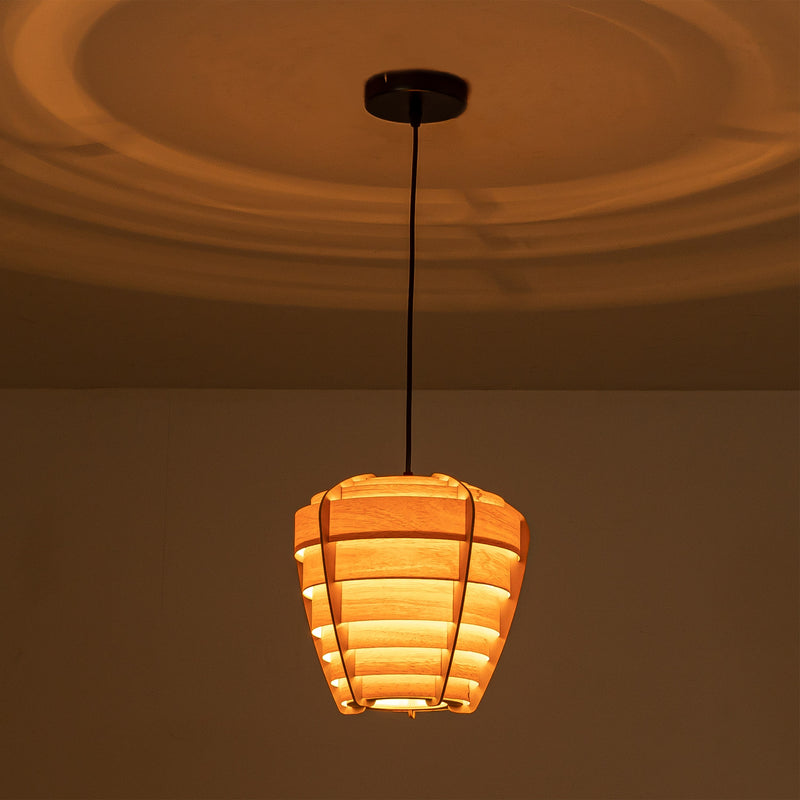 Natural Wooden Spiral Pendant Lamp - Rustic Cozy