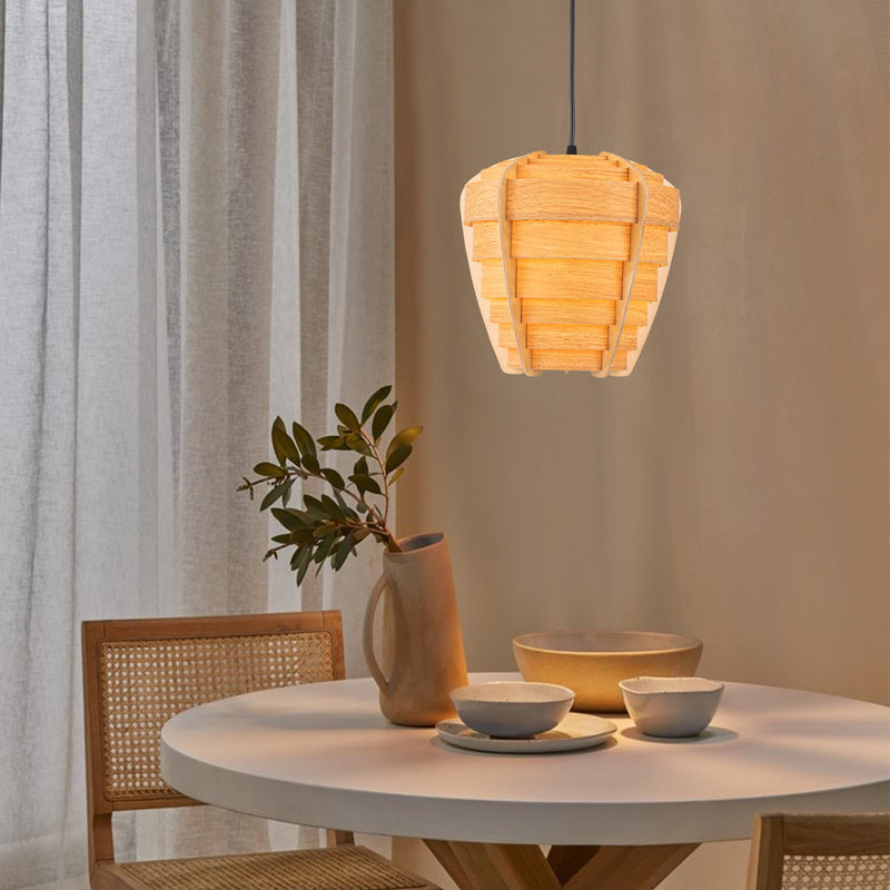 Natural Wooden Spiral Pendant Lamp - Rustic Cozy