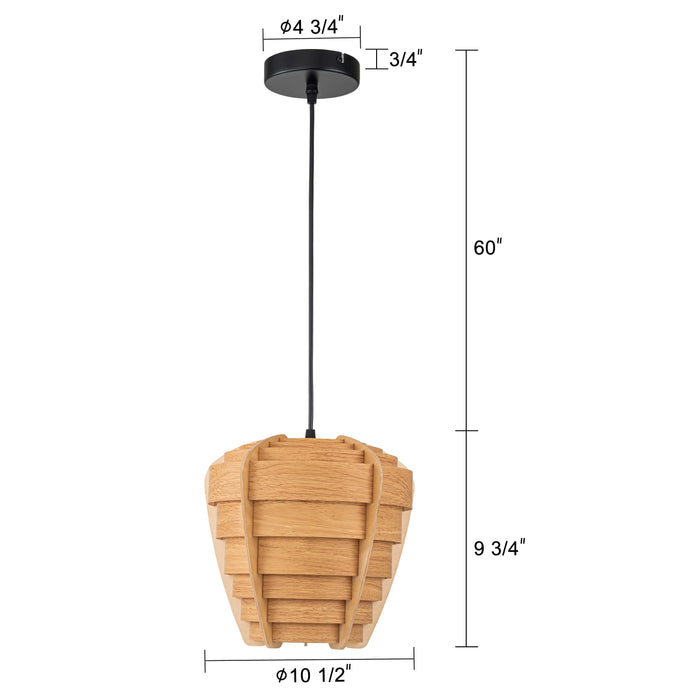 Natural Wooden Spiral Pendant Lamp - Rustic Cozy
