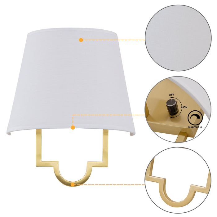 1-Light Gold Dimmable Wall lamp with Fabric Shade