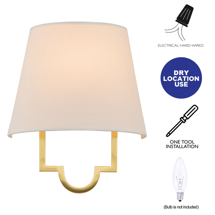 1-Light Gold Dimmable Wall lamp with Fabric Shade