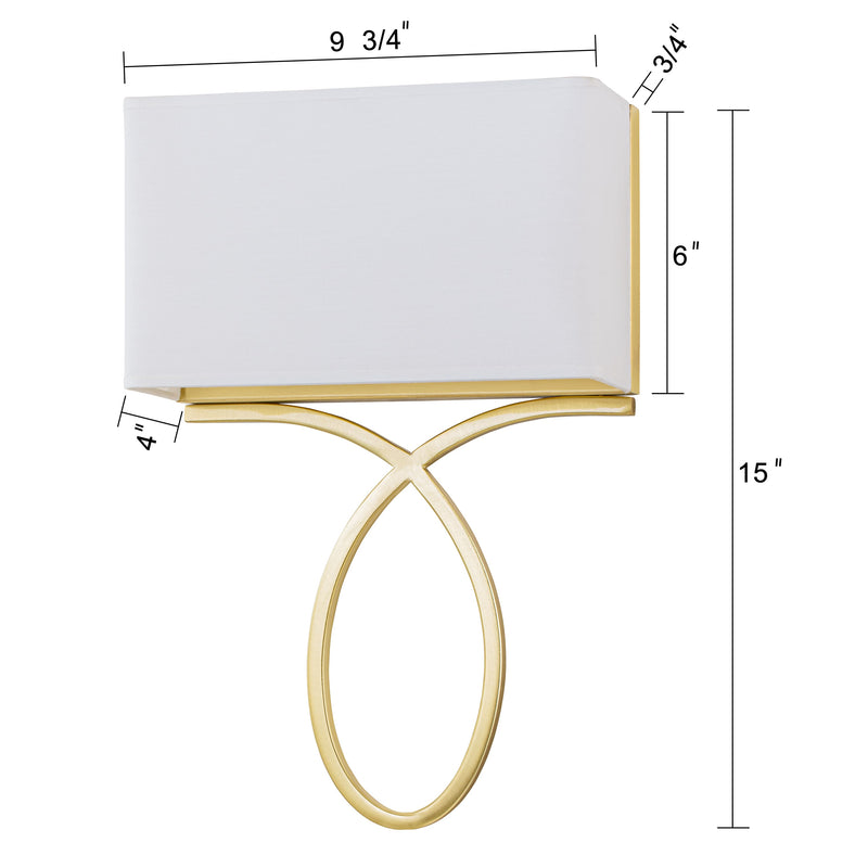 2 light Gold Plug-in and Hardwired Wall Sconce with White Linen Shade