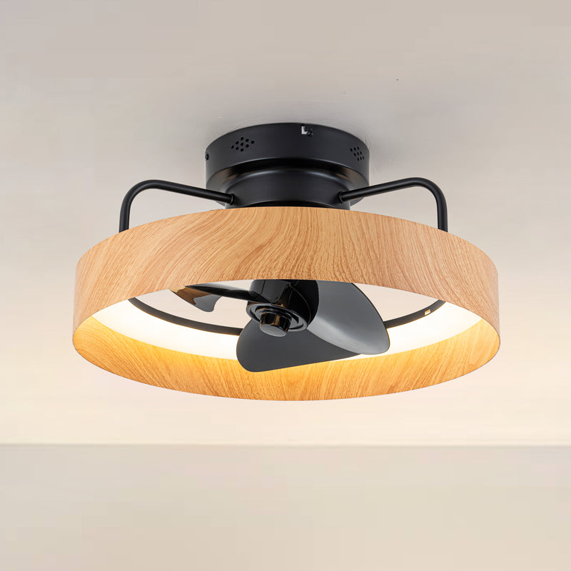 Color Changing Dimmable LED Black and Wood Ceiling Fan