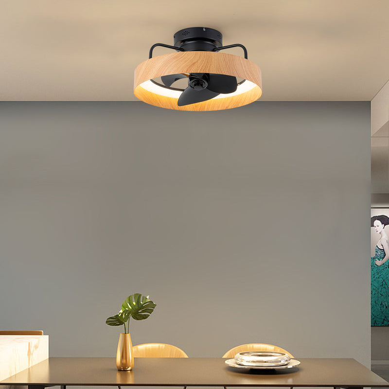 Color Changing Dimmable LED Black and Wood Ceiling Fan