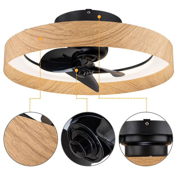 Color Changing Dimmable LED Black and Wood Ceiling Fan