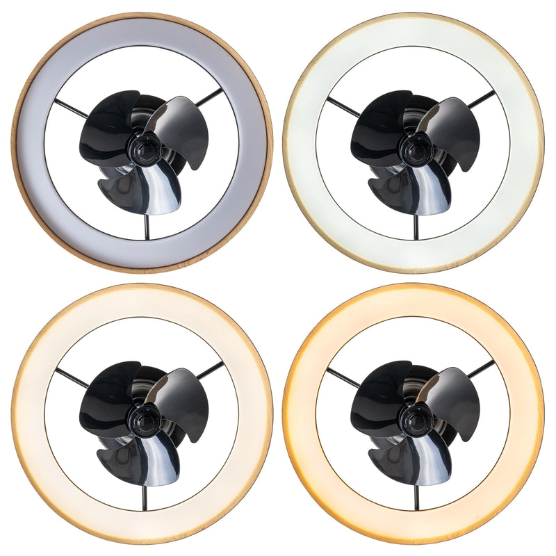Color Changing Dimmable LED Black and Wood Ceiling Fan