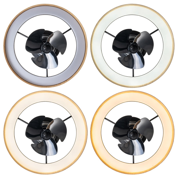 Color Changing Dimmable LED Black and Wood Ceiling Fan