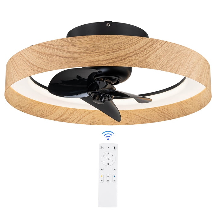 Color Changing Dimmable LED Black and Wood Ceiling Fan