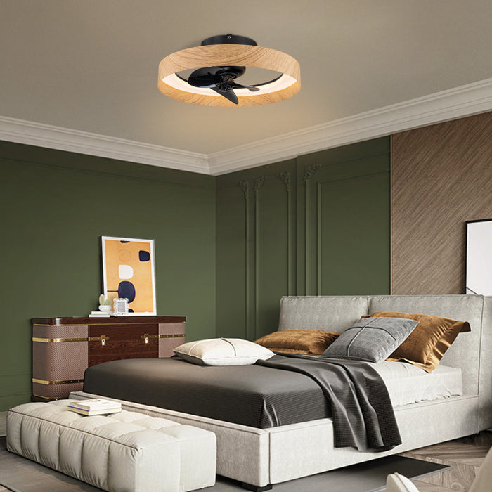 Color Changing Dimmable LED Black and Wood Ceiling Fan