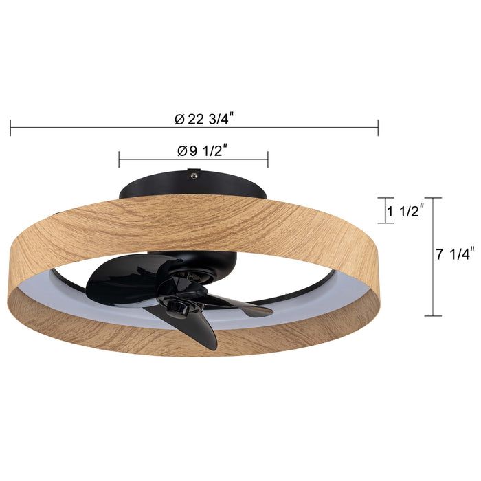 Color Changing Dimmable LED Black and Wood Ceiling Fan