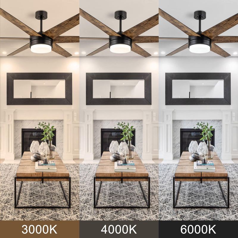 70-inch Antique Woodgrain/Black Ceiling LED Fan