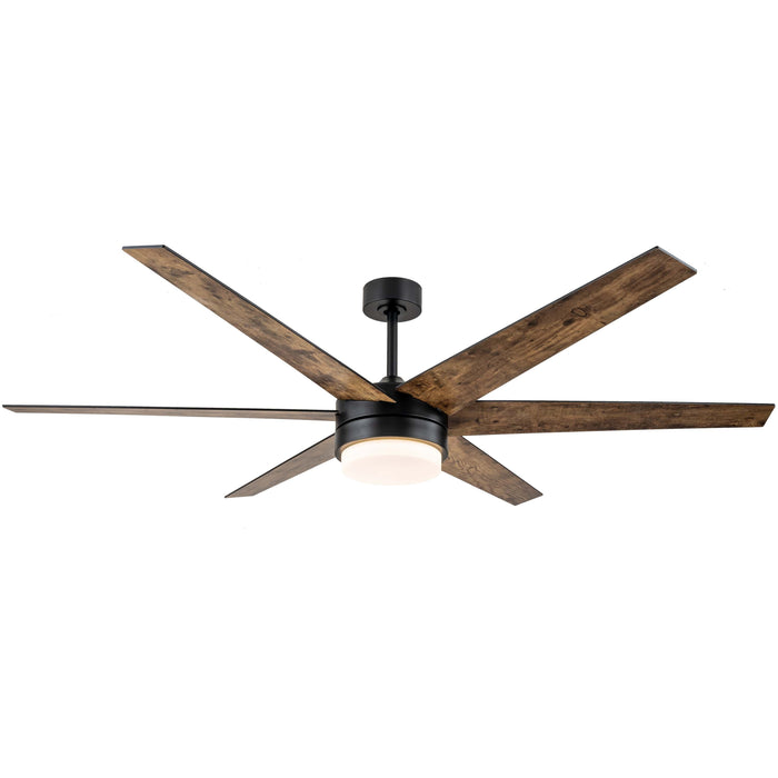 70 in. Antique Woodgrain/Black Ceiling LED Fan