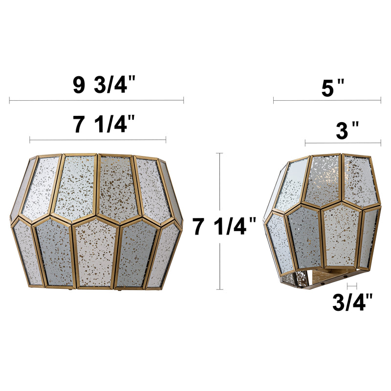 Brass Wall Light with Silver Mercury Glass