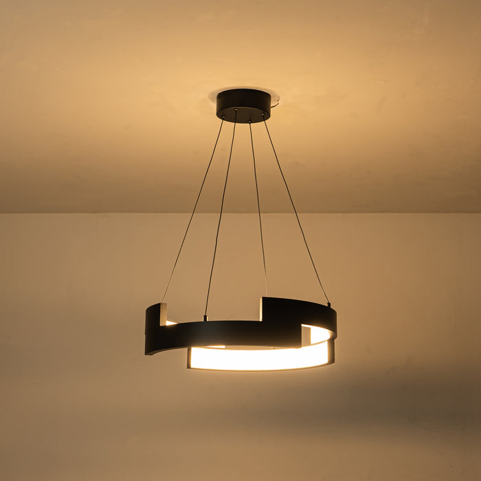 Matte Black Aluminum Modern LED Pendant Light with White Acrylic Diffuser