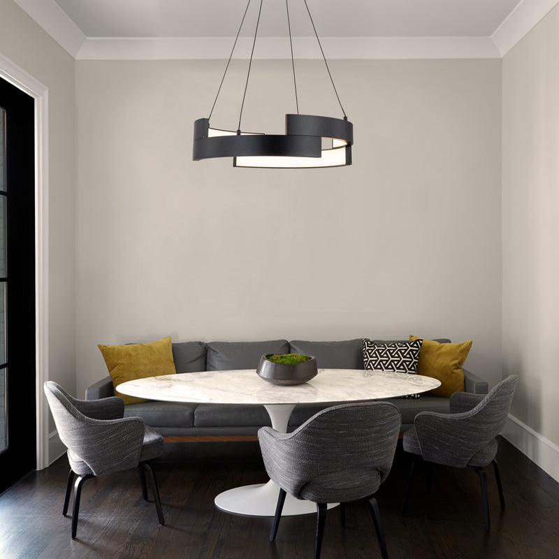 Matte Black Aluminum Modern LED Pendant Light with White Acrylic Diffuser