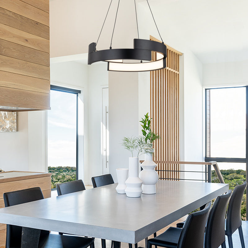 Matte Black Aluminum Modern LED Pendant Light with White Acrylic Diffuser