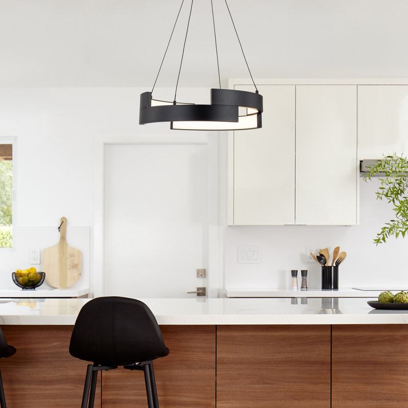 Matte Black Aluminum Modern LED Pendant Light with White Acrylic Diffuser