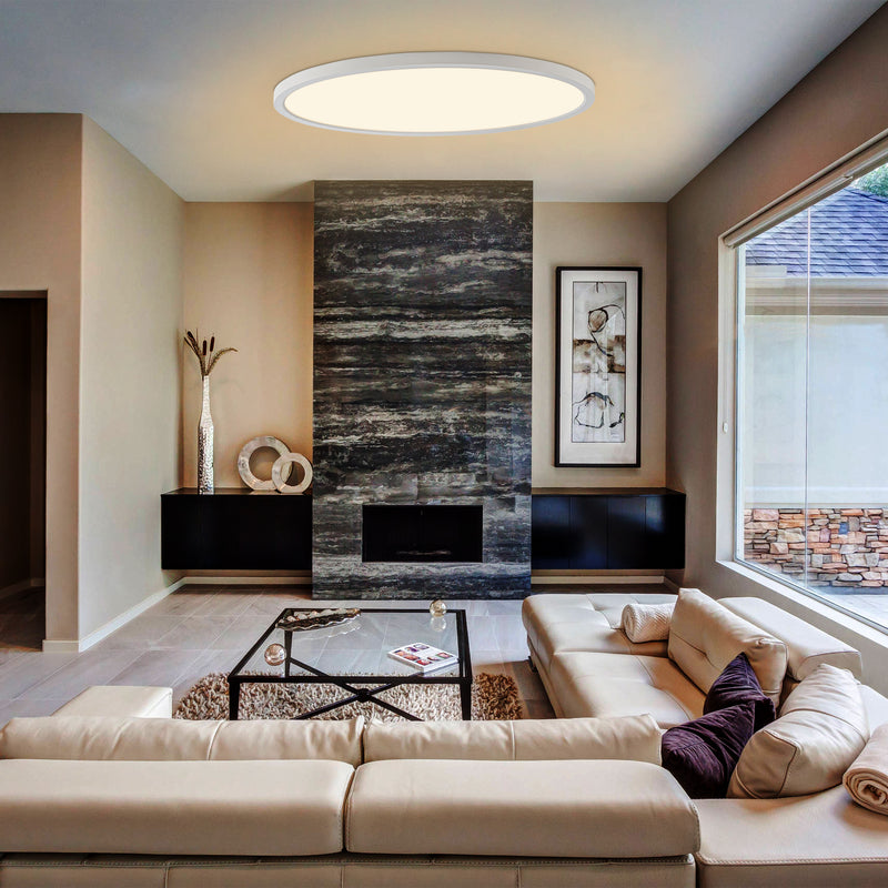 32in White Dimmable LED Ceiling Light Flush Mount with Adjustabl 2700K/ 3000K/ 3500K/4000K/5000K