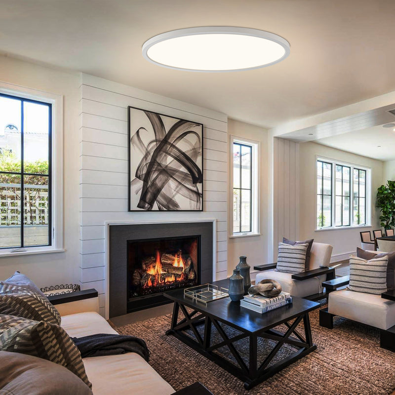 32in White Dimmable LED Ceiling Light Flush Mount with Adjustabl 2700K/ 3000K/ 3500K/4000K/5000K